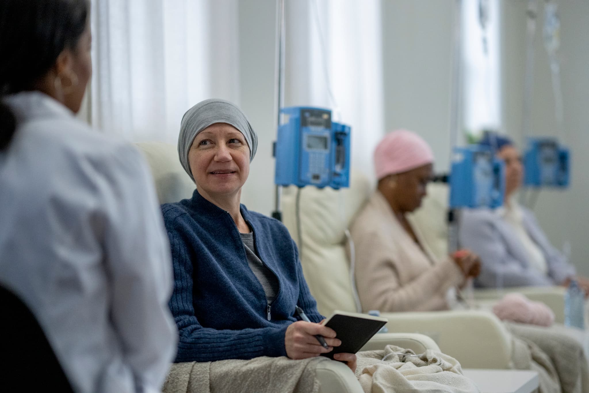 Patient talking to oncologist